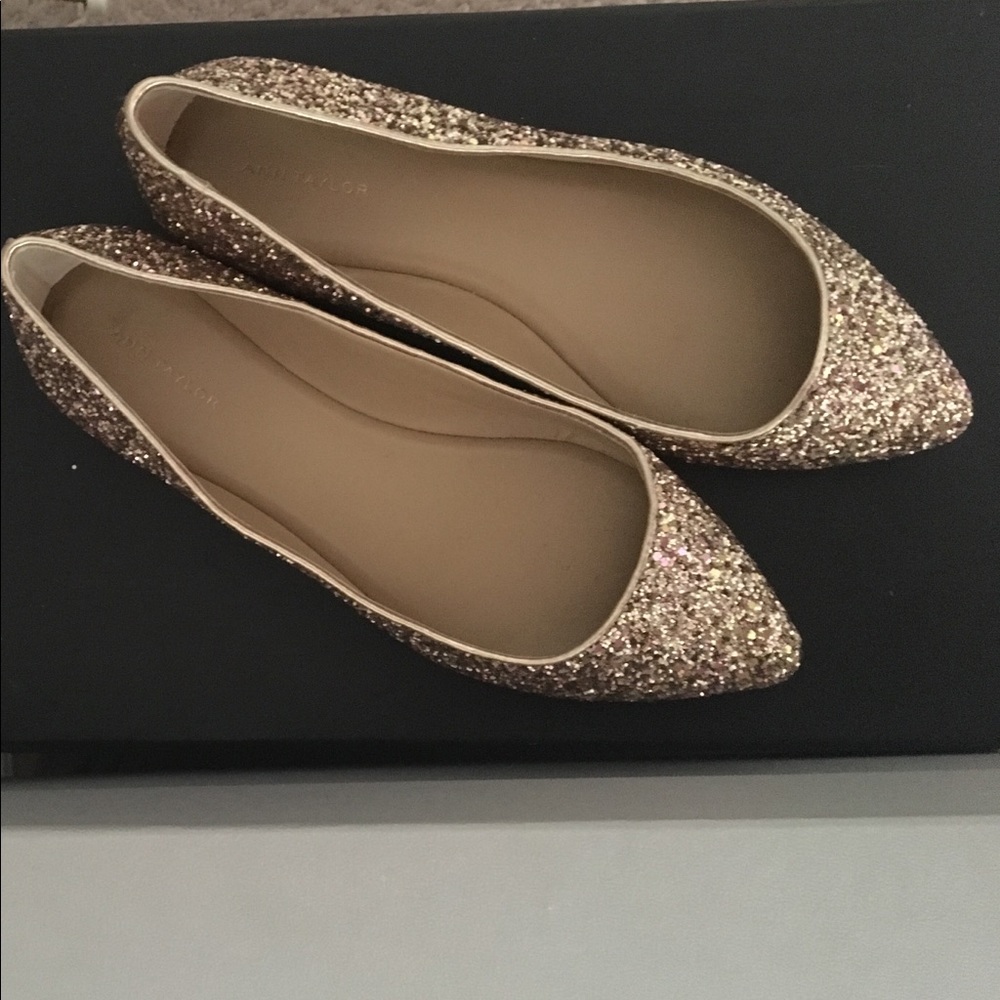 Ann Taylor Blush Glitter Flats (Perf for V day!)